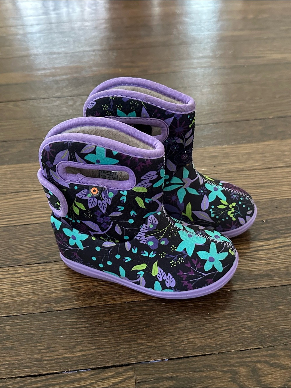 Kids Floral Purple Winter Bog Boots - Purple